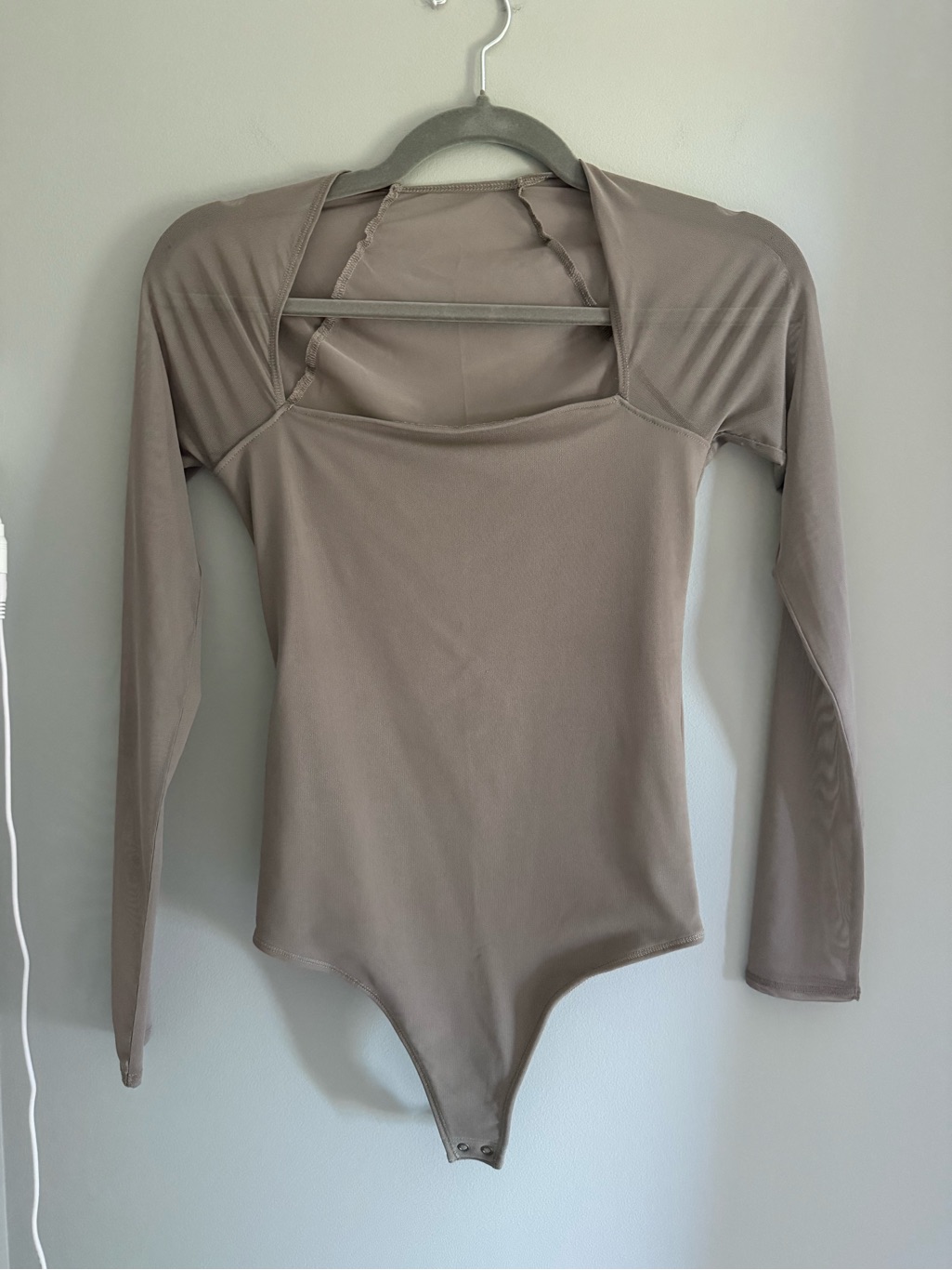 Abercrombie & Fitch Taupe Long Sleeve Bodysuit